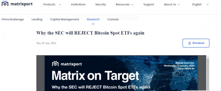 暴跌至40,750！為什麼呢 Matrixport最新觀點一月份拒絕所有比特幣現貨可能是操縱也可能隻