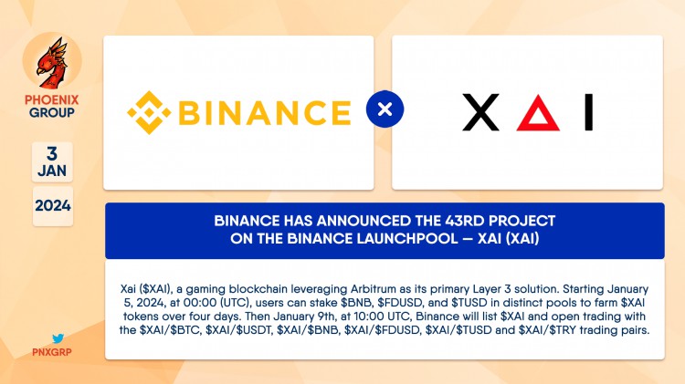 幣安 Launchpool 新增 XAI（XAI）代幣