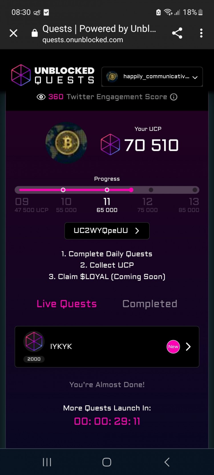 加入 Unblocked Quests 並獲得 1000 UCP