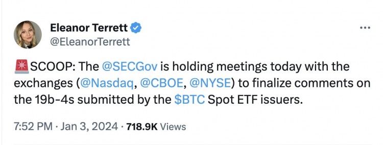 SEC 召開交易所會議討論 BTC 現貨 ETF